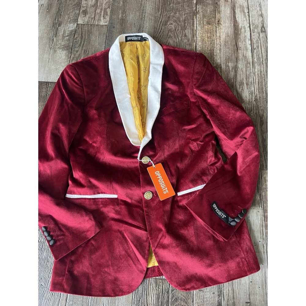 Opposuits Christmas Dinner Jacket Men Velvet Burgundy Size 36 Festive Blazer